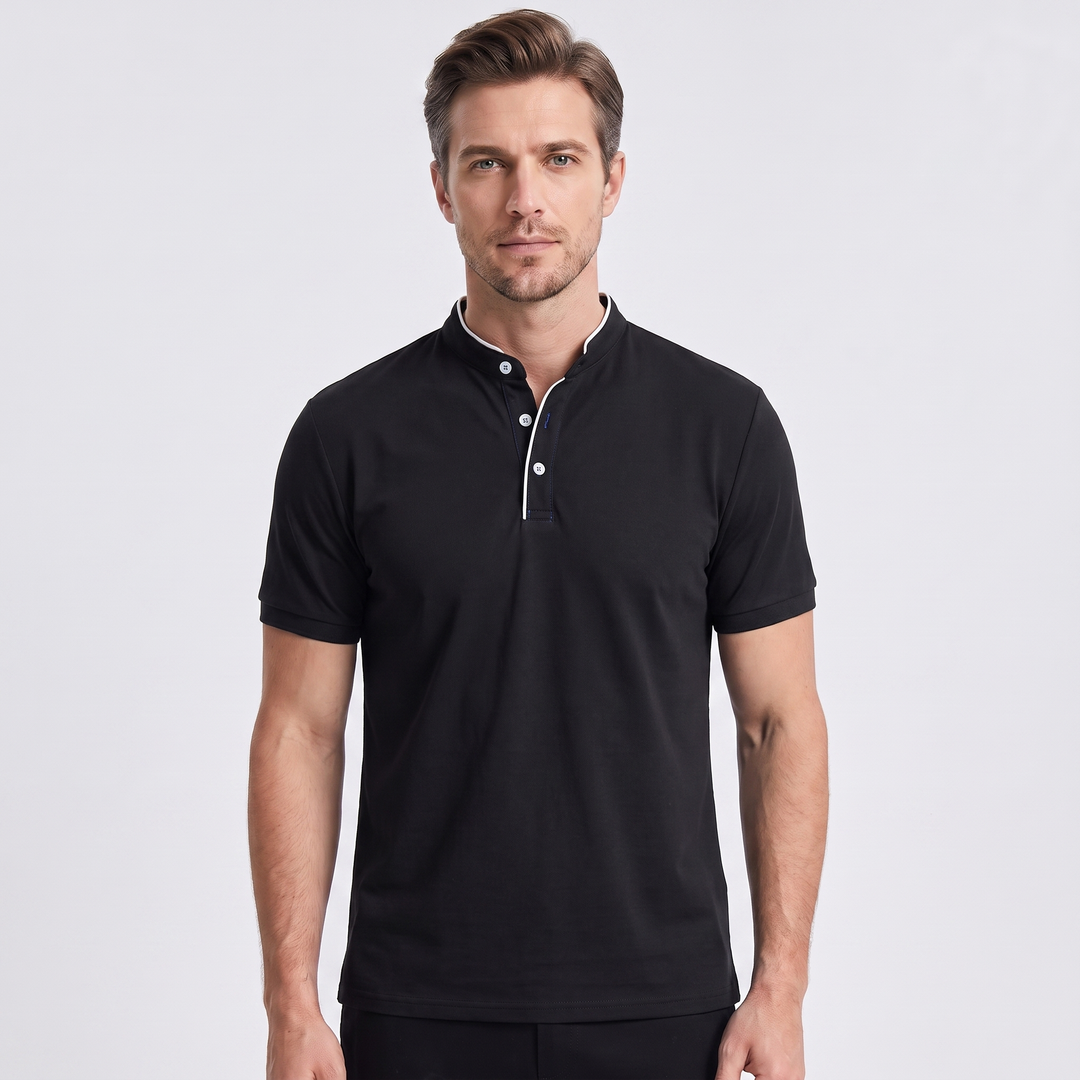 Grant | Men’s Stand-Collar Polo Shirt with Contrast Trim