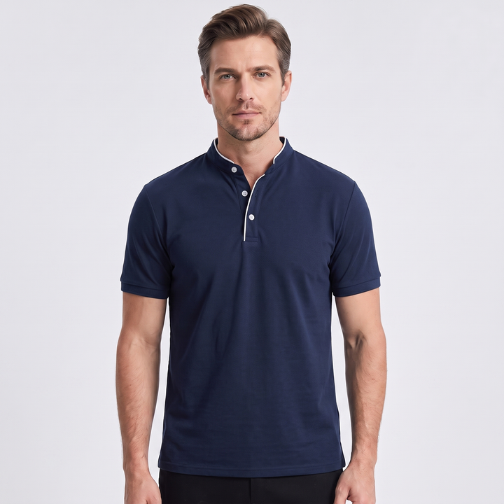 Grant | Men’s Stand-Collar Polo Shirt with Contrast Trim