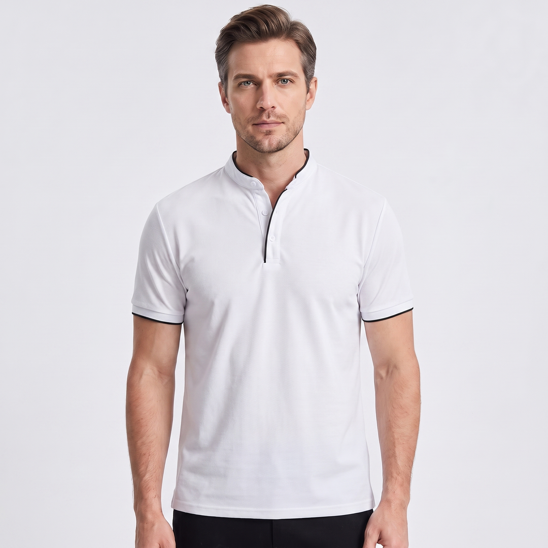 Grant | Men’s Stand-Collar Polo Shirt with Contrast Trim