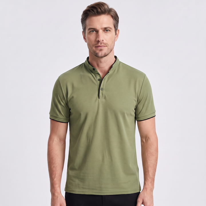 Grant | Men’s Stand-Collar Polo Shirt with Contrast Trim