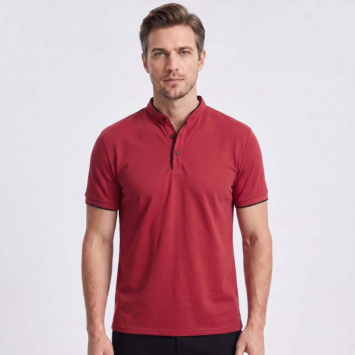 Grant | Men’s Stand-Collar Polo Shirt with Contrast Trim