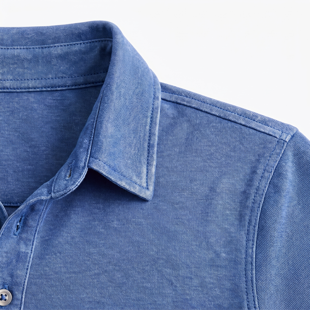 Ronan | Men’s Washed Polo Shirt with One-Button Placket