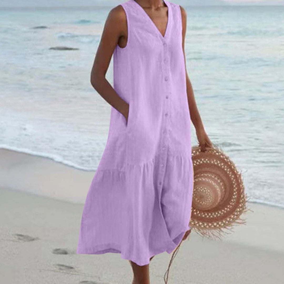 Marina | Women’s Button-Front Midi Dress for Vacation Wear