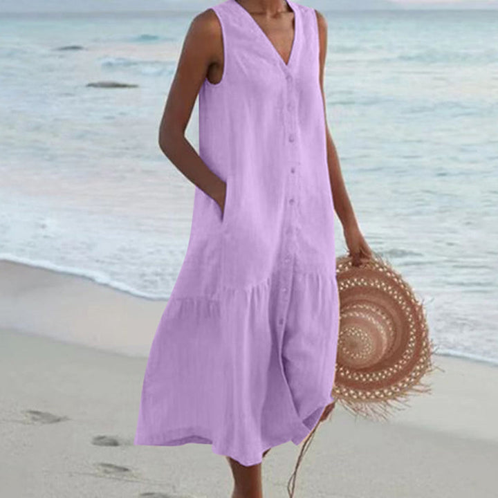 Marina | Women’s Button-Front Midi Dress for Vacation Wear