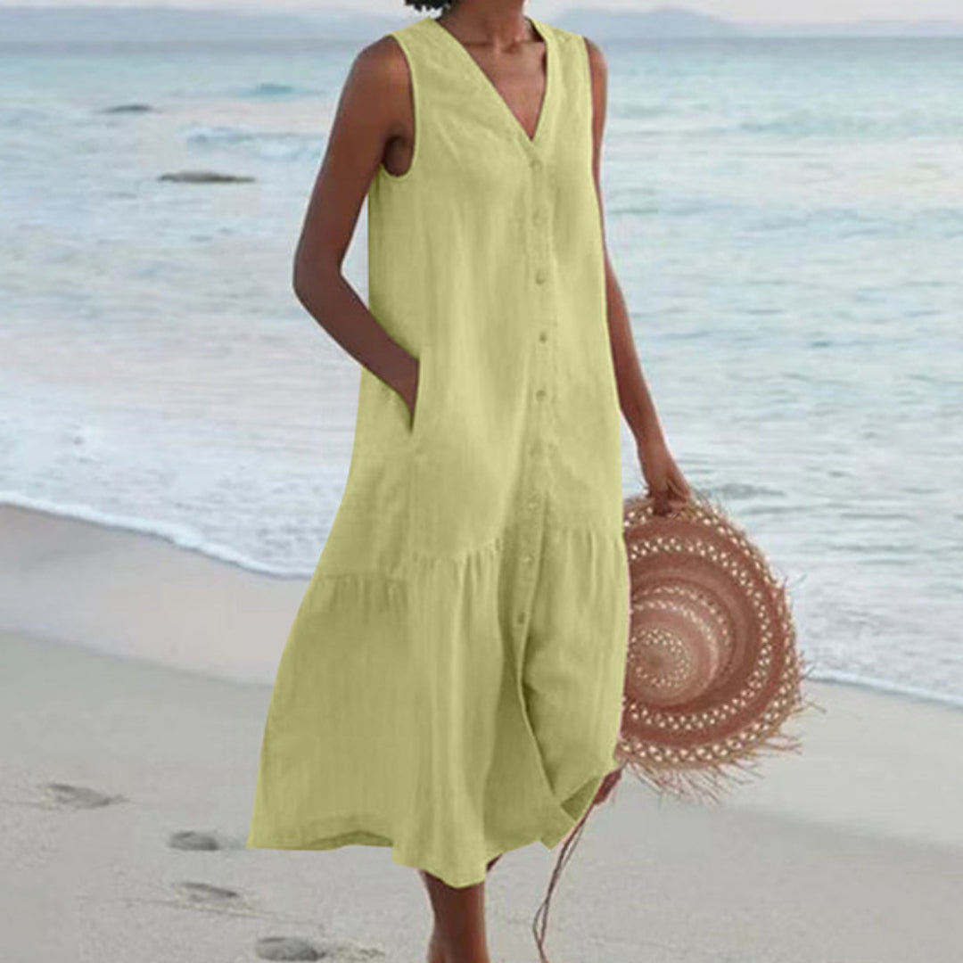 Marina | Women’s Button-Front Midi Dress for Vacation Wear