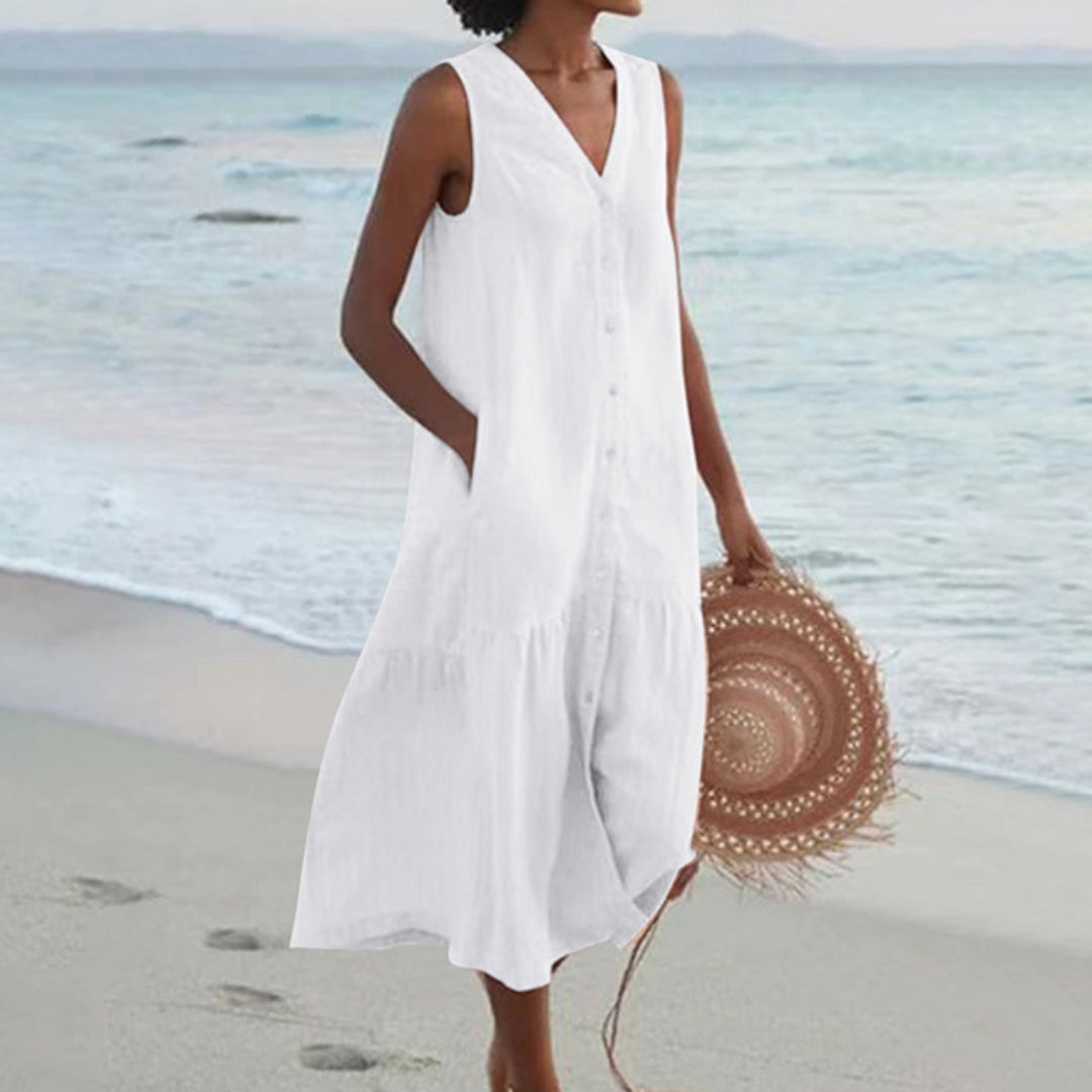 Marina | Women’s Button-Front Midi Dress for Vacation Wear