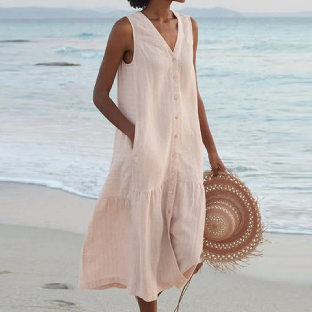 Marina | Women’s Button-Front Midi Dress for Vacation Wear