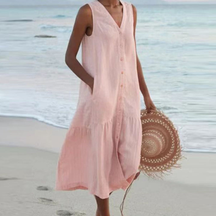 Marina | Women’s Button-Front Midi Dress for Vacation Wear