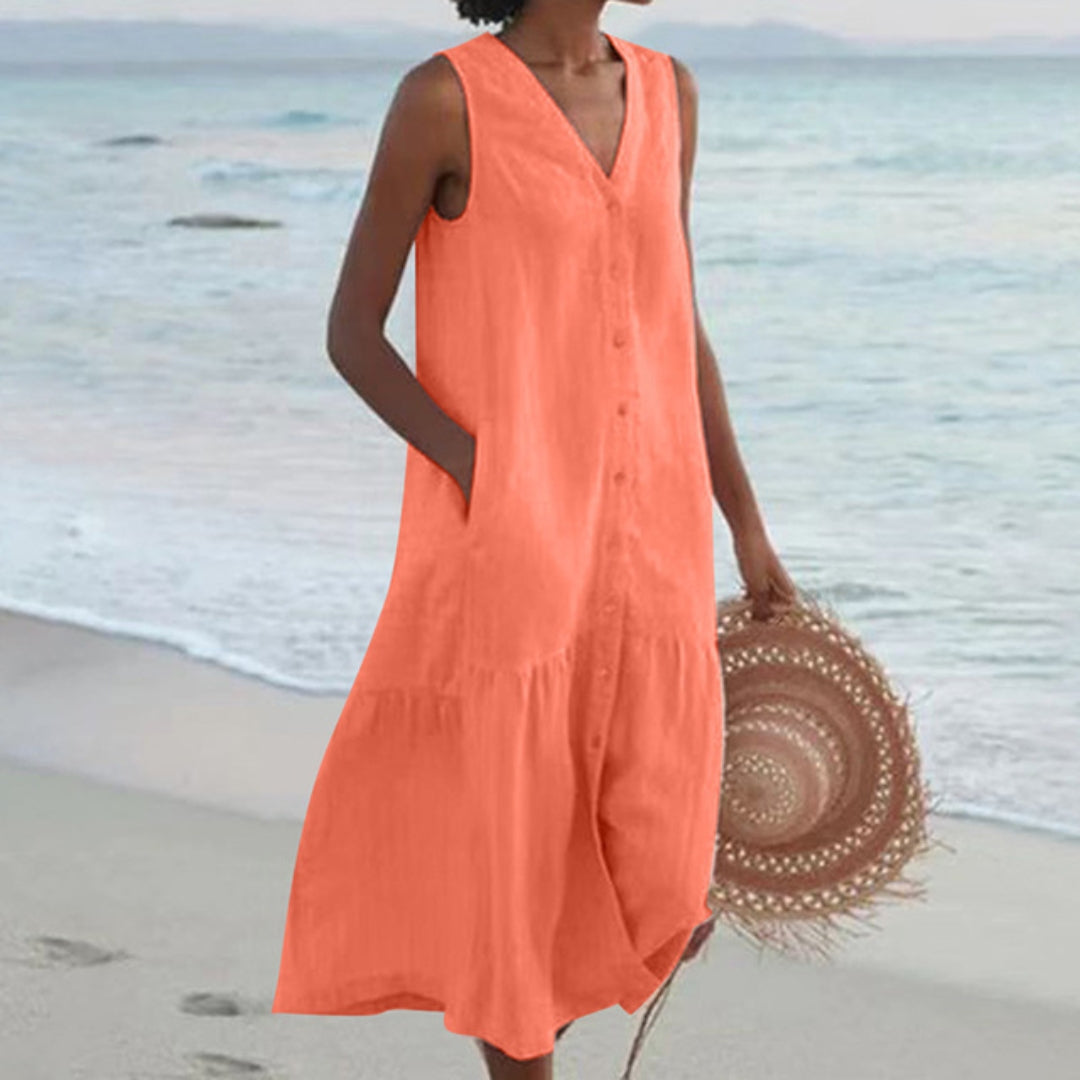 Marina | Women’s Button-Front Midi Dress for Vacation Wear