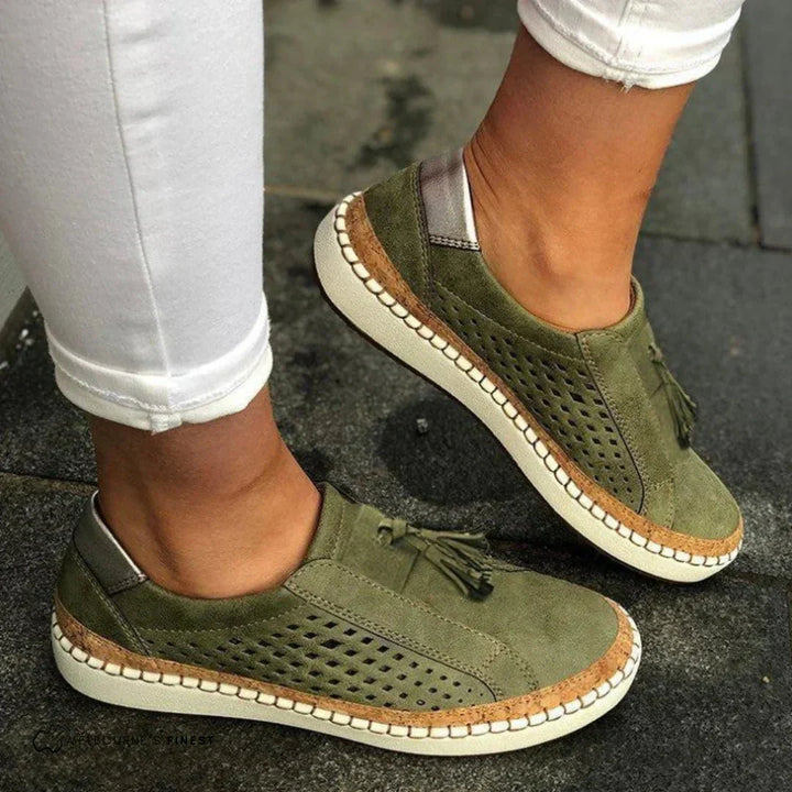 Maren | Women’s Perforated Slip-On Shoes with Tassel Detail